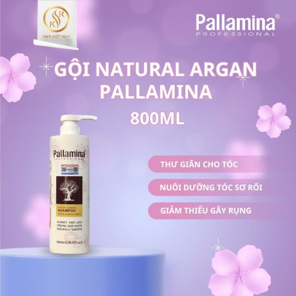 Bộ gội xả Natural Argan Pallamina 800ml - Ảnh 3